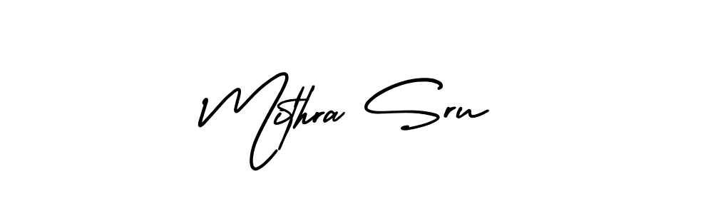 How to make Mithra Sru name signature. Use AmerikaSignatureDemo-Regular style for creating short signs online. This is the latest handwritten sign. Mithra Sru signature style 3 images and pictures png