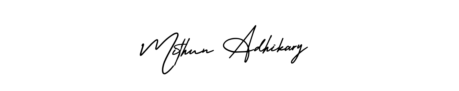 How to make Mithun Adhikary signature? AmerikaSignatureDemo-Regular is a professional autograph style. Create handwritten signature for Mithun Adhikary name. Mithun Adhikary signature style 3 images and pictures png