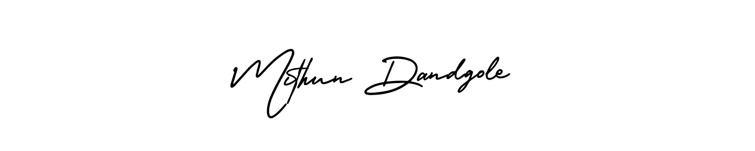 The best way (AmerikaSignatureDemo-Regular) to make a short signature is to pick only two or three words in your name. The name Mithun Dandgole include a total of six letters. For converting this name. Mithun Dandgole signature style 3 images and pictures png