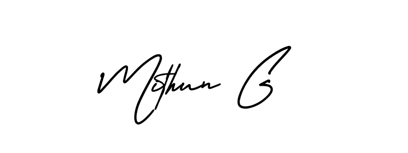 It looks lik you need a new signature style for name Mithun G. Design unique handwritten (AmerikaSignatureDemo-Regular) signature with our free signature maker in just a few clicks. Mithun G signature style 3 images and pictures png