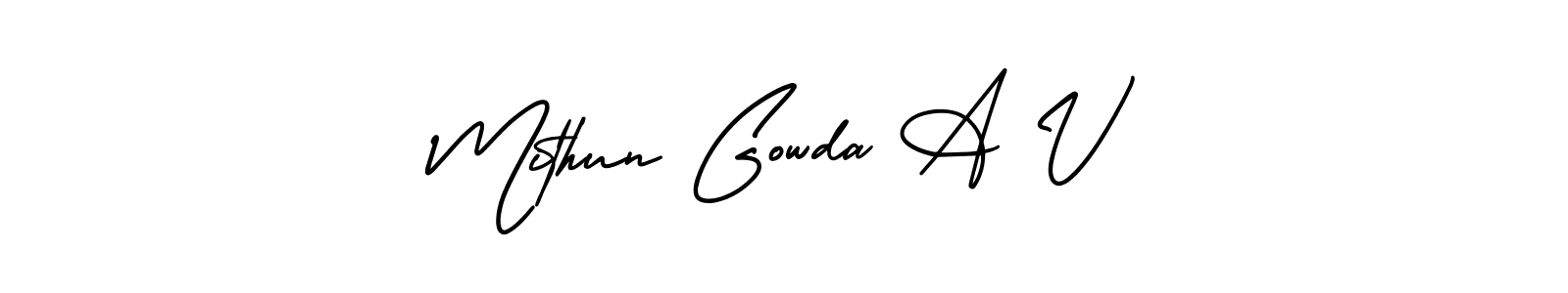 Use a signature maker to create a handwritten signature online. With this signature software, you can design (AmerikaSignatureDemo-Regular) your own signature for name Mithun Gowda A V. Mithun Gowda A V signature style 3 images and pictures png