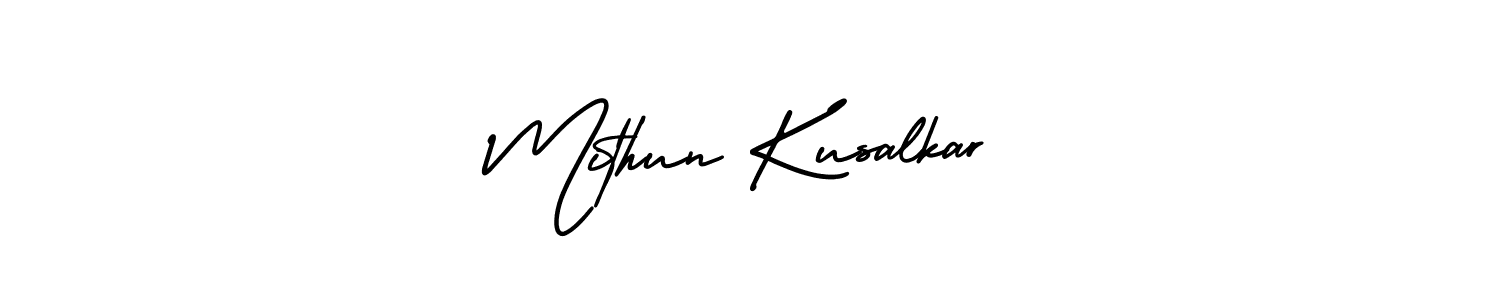 This is the best signature style for the Mithun Kusalkar name. Also you like these signature font (AmerikaSignatureDemo-Regular). Mix name signature. Mithun Kusalkar signature style 3 images and pictures png