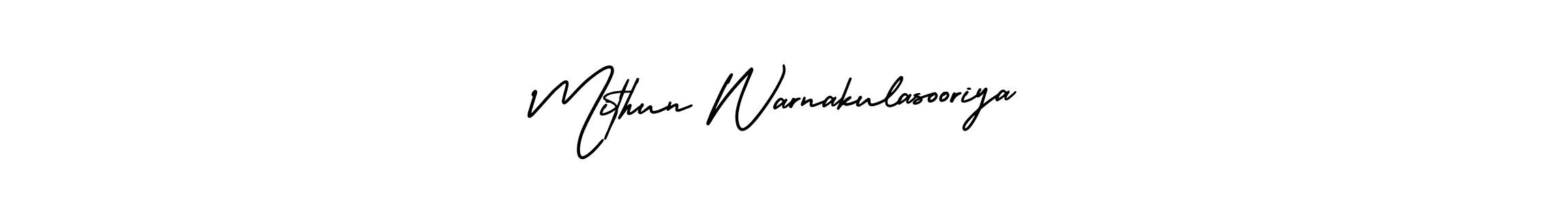 How to make Mithun Warnakulasooriya name signature. Use AmerikaSignatureDemo-Regular style for creating short signs online. This is the latest handwritten sign. Mithun Warnakulasooriya signature style 3 images and pictures png
