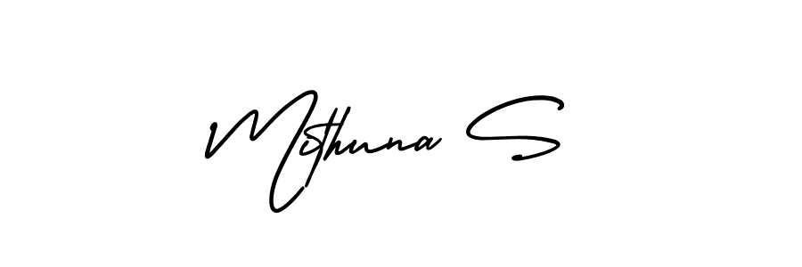 Use a signature maker to create a handwritten signature online. With this signature software, you can design (AmerikaSignatureDemo-Regular) your own signature for name Mithuna S. Mithuna S signature style 3 images and pictures png