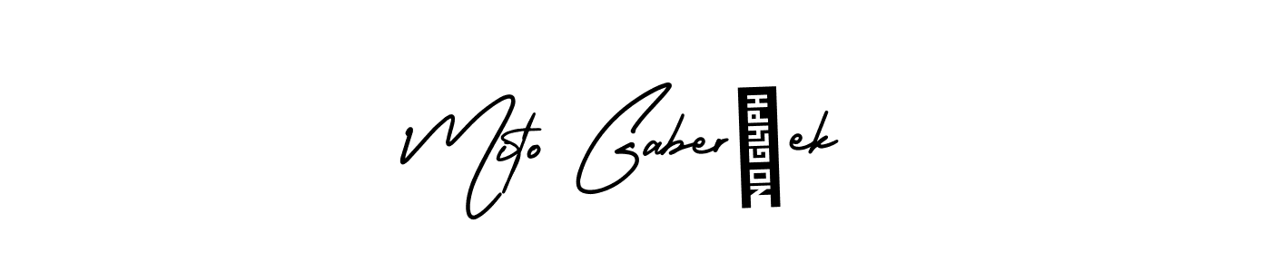 It looks lik you need a new signature style for name Mito Gaberšek. Design unique handwritten (AmerikaSignatureDemo-Regular) signature with our free signature maker in just a few clicks. Mito Gaberšek signature style 3 images and pictures png