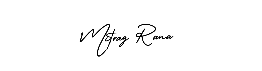 You should practise on your own different ways (AmerikaSignatureDemo-Regular) to write your name (Mitrag Rana) in signature. don't let someone else do it for you. Mitrag Rana signature style 3 images and pictures png