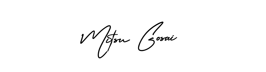 The best way (AmerikaSignatureDemo-Regular) to make a short signature is to pick only two or three words in your name. The name Mitsu Gosai include a total of six letters. For converting this name. Mitsu Gosai signature style 3 images and pictures png