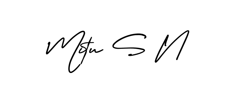 It looks lik you need a new signature style for name Mitu S N. Design unique handwritten (AmerikaSignatureDemo-Regular) signature with our free signature maker in just a few clicks. Mitu S N signature style 3 images and pictures png