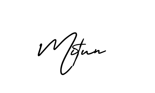 The best way (AmerikaSignatureDemo-Regular) to make a short signature is to pick only two or three words in your name. The name Mitun include a total of six letters. For converting this name. Mitun signature style 3 images and pictures png