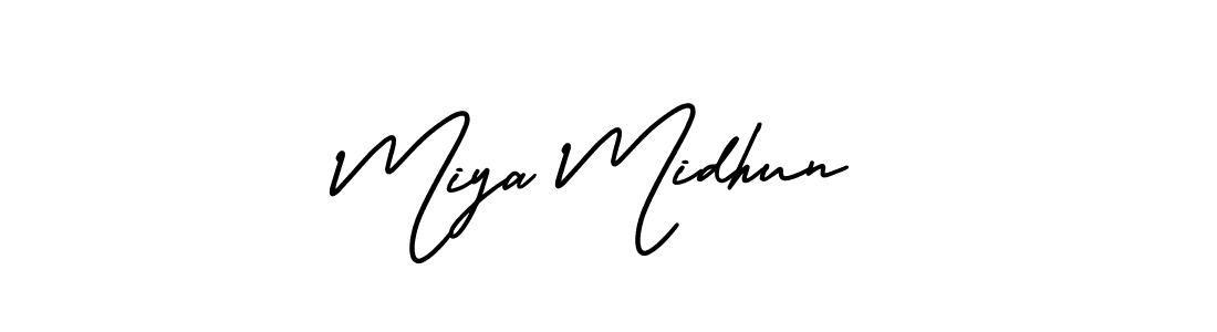 if you are searching for the best signature style for your name Miya Midhun. so please give up your signature search. here we have designed multiple signature styles  using AmerikaSignatureDemo-Regular. Miya Midhun signature style 3 images and pictures png