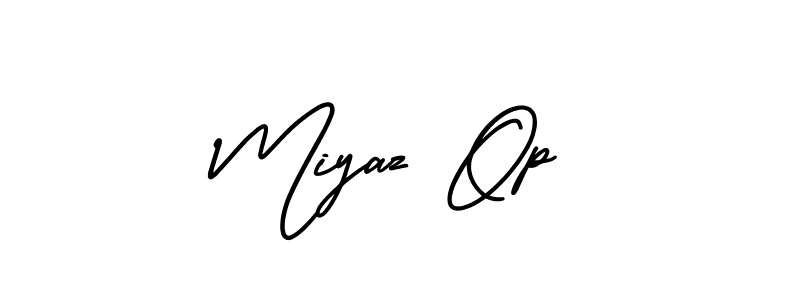 You should practise on your own different ways (AmerikaSignatureDemo-Regular) to write your name (Miyaz Op) in signature. don't let someone else do it for you. Miyaz Op signature style 3 images and pictures png