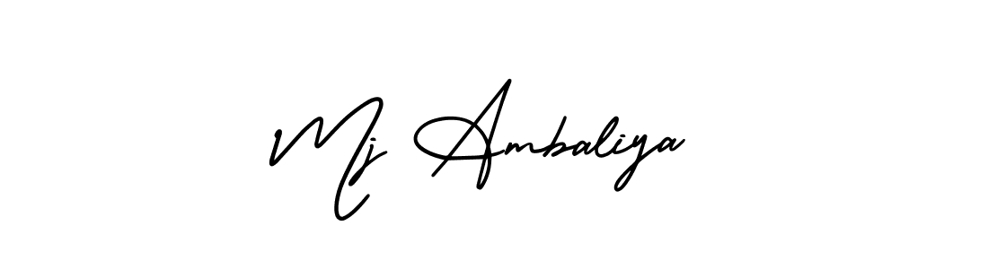 Design your own signature with our free online signature maker. With this signature software, you can create a handwritten (AmerikaSignatureDemo-Regular) signature for name Mj Ambaliya. Mj Ambaliya signature style 3 images and pictures png