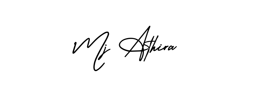 How to make Mj Athira name signature. Use AmerikaSignatureDemo-Regular style for creating short signs online. This is the latest handwritten sign. Mj Athira signature style 3 images and pictures png
