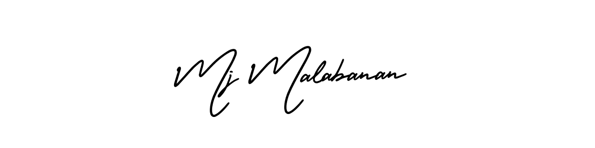 if you are searching for the best signature style for your name Mj Malabanan. so please give up your signature search. here we have designed multiple signature styles  using AmerikaSignatureDemo-Regular. Mj Malabanan signature style 3 images and pictures png