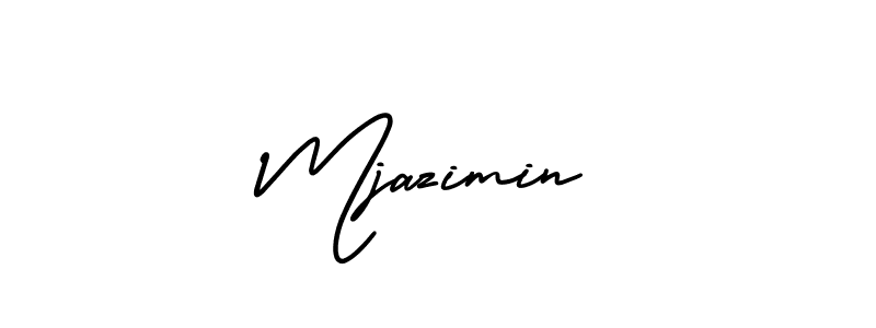 You should practise on your own different ways (AmerikaSignatureDemo-Regular) to write your name (Mjazimin) in signature. don't let someone else do it for you. Mjazimin signature style 3 images and pictures png