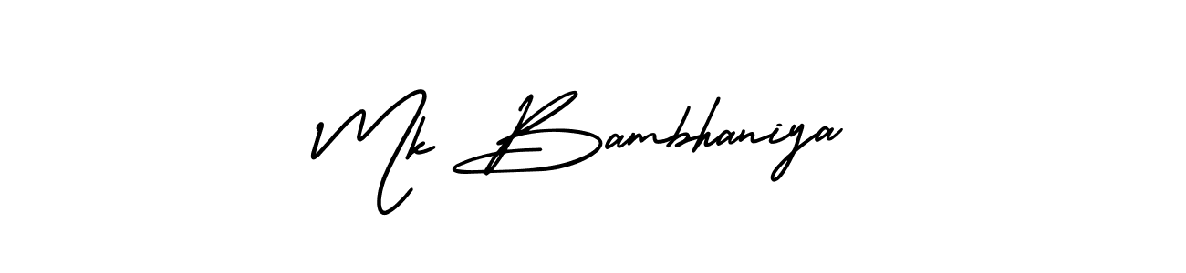 Similarly AmerikaSignatureDemo-Regular is the best handwritten signature design. Signature creator online .You can use it as an online autograph creator for name Mk Bambhaniya. Mk Bambhaniya signature style 3 images and pictures png