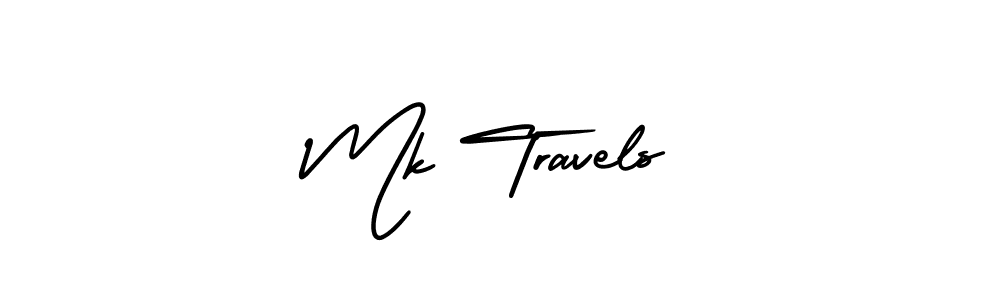 The best way (AmerikaSignatureDemo-Regular) to make a short signature is to pick only two or three words in your name. The name Mk Travels include a total of six letters. For converting this name. Mk Travels signature style 3 images and pictures png