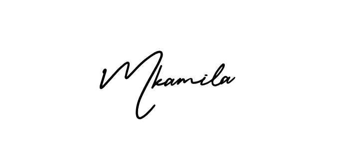 The best way (AmerikaSignatureDemo-Regular) to make a short signature is to pick only two or three words in your name. The name Mkamila include a total of six letters. For converting this name. Mkamila signature style 3 images and pictures png