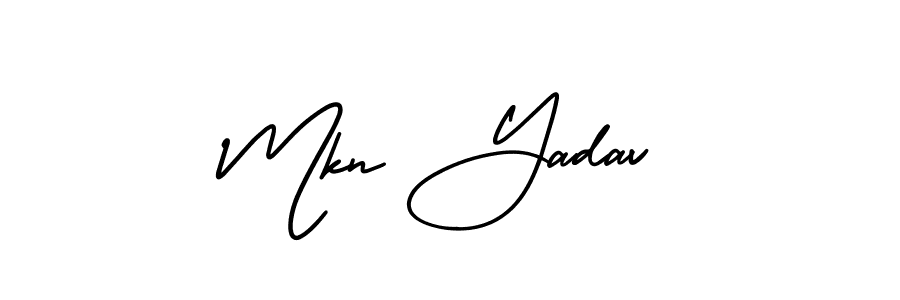You should practise on your own different ways (AmerikaSignatureDemo-Regular) to write your name (Mkn Yadav) in signature. don't let someone else do it for you. Mkn Yadav signature style 3 images and pictures png