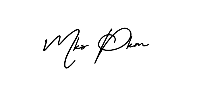 Mks Pkm stylish signature style. Best Handwritten Sign (AmerikaSignatureDemo-Regular) for my name. Handwritten Signature Collection Ideas for my name Mks Pkm. Mks Pkm signature style 3 images and pictures png