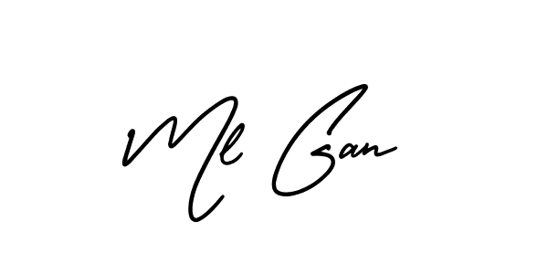 How to make Ml Gan name signature. Use AmerikaSignatureDemo-Regular style for creating short signs online. This is the latest handwritten sign. Ml Gan signature style 3 images and pictures png