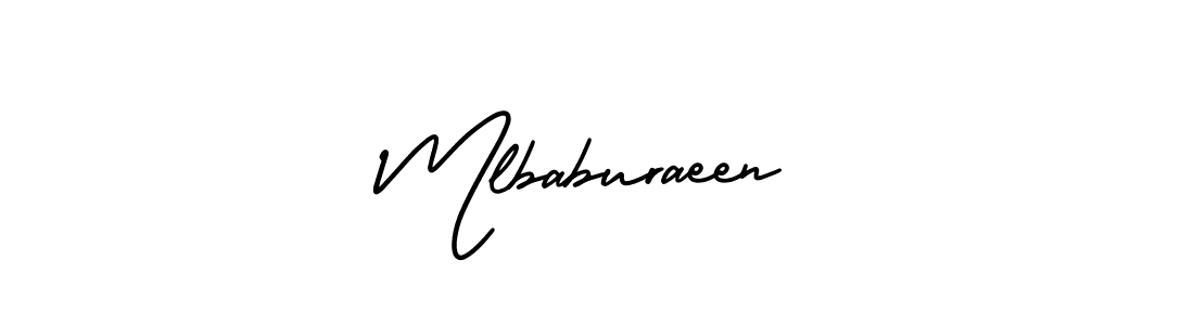 You should practise on your own different ways (AmerikaSignatureDemo-Regular) to write your name (Mlbaburaeen) in signature. don't let someone else do it for you. Mlbaburaeen signature style 3 images and pictures png