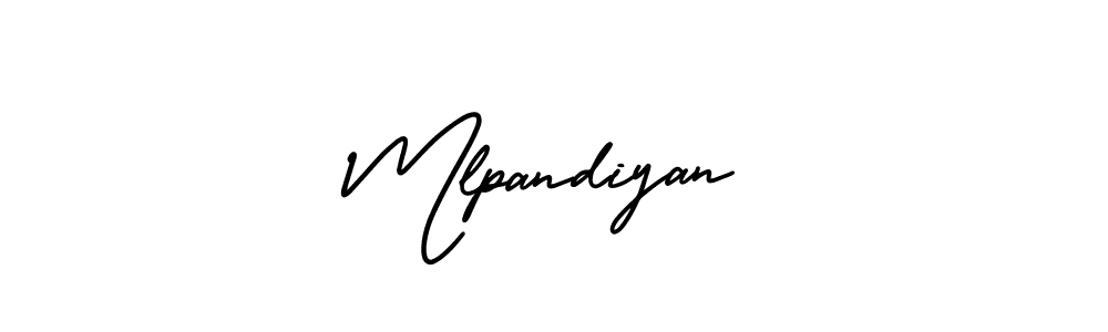 How to make Mlpandiyan name signature. Use AmerikaSignatureDemo-Regular style for creating short signs online. This is the latest handwritten sign. Mlpandiyan signature style 3 images and pictures png