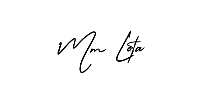 You should practise on your own different ways (AmerikaSignatureDemo-Regular) to write your name (Mm Lota) in signature. don't let someone else do it for you. Mm Lota signature style 3 images and pictures png