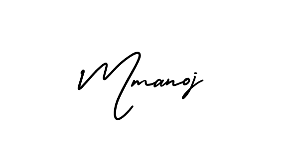 The best way (AmerikaSignatureDemo-Regular) to make a short signature is to pick only two or three words in your name. The name Mmanoj include a total of six letters. For converting this name. Mmanoj signature style 3 images and pictures png