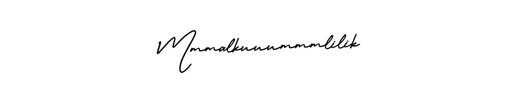 You should practise on your own different ways (AmerikaSignatureDemo-Regular) to write your name (Mmmalkuuummmlilik) in signature. don't let someone else do it for you. Mmmalkuuummmlilik signature style 3 images and pictures png