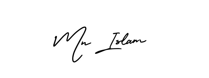 How to make Mn Islam name signature. Use AmerikaSignatureDemo-Regular style for creating short signs online. This is the latest handwritten sign. Mn Islam signature style 3 images and pictures png