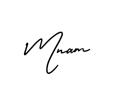 How to make Mnam name signature. Use AmerikaSignatureDemo-Regular style for creating short signs online. This is the latest handwritten sign. Mnam signature style 3 images and pictures png