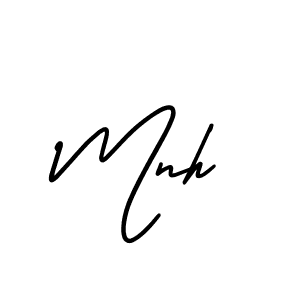 The best way (AmerikaSignatureDemo-Regular) to make a short signature is to pick only two or three words in your name. The name Mnh include a total of six letters. For converting this name. Mnh signature style 3 images and pictures png