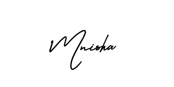How to make Mnisha signature? AmerikaSignatureDemo-Regular is a professional autograph style. Create handwritten signature for Mnisha name. Mnisha signature style 3 images and pictures png