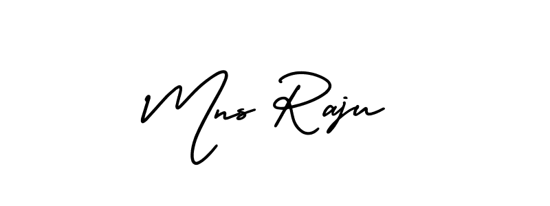 How to make Mns Raju name signature. Use AmerikaSignatureDemo-Regular style for creating short signs online. This is the latest handwritten sign. Mns Raju signature style 3 images and pictures png