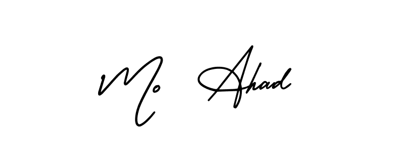 This is the best signature style for the Mo  Ahad name. Also you like these signature font (AmerikaSignatureDemo-Regular). Mix name signature. Mo  Ahad signature style 3 images and pictures png