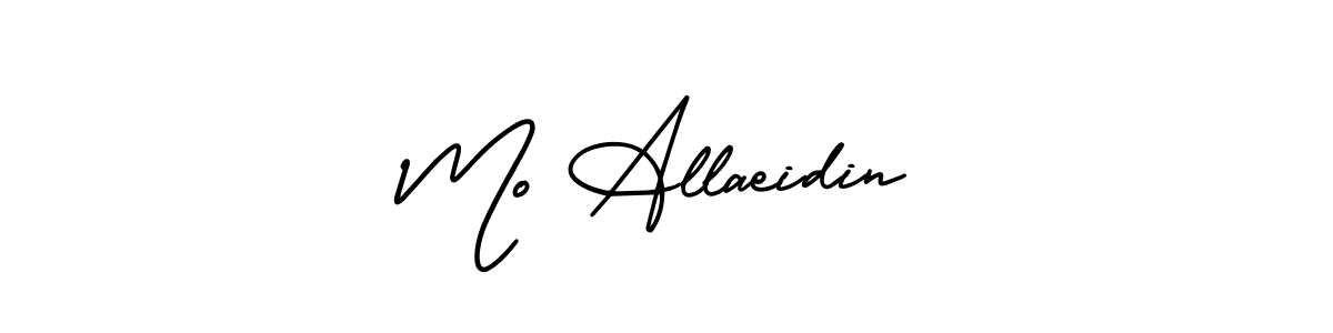 You should practise on your own different ways (AmerikaSignatureDemo-Regular) to write your name (Mo Allaeidin) in signature. don't let someone else do it for you. Mo Allaeidin signature style 3 images and pictures png