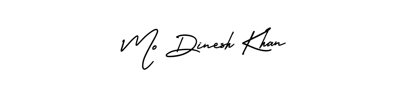 You should practise on your own different ways (AmerikaSignatureDemo-Regular) to write your name (Mo Dinesh Khan) in signature. don't let someone else do it for you. Mo Dinesh Khan signature style 3 images and pictures png