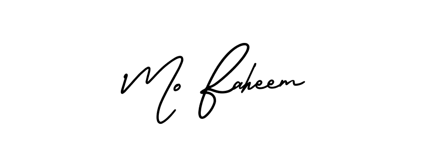 You should practise on your own different ways (AmerikaSignatureDemo-Regular) to write your name (Mo Faheem) in signature. don't let someone else do it for you. Mo Faheem signature style 3 images and pictures png