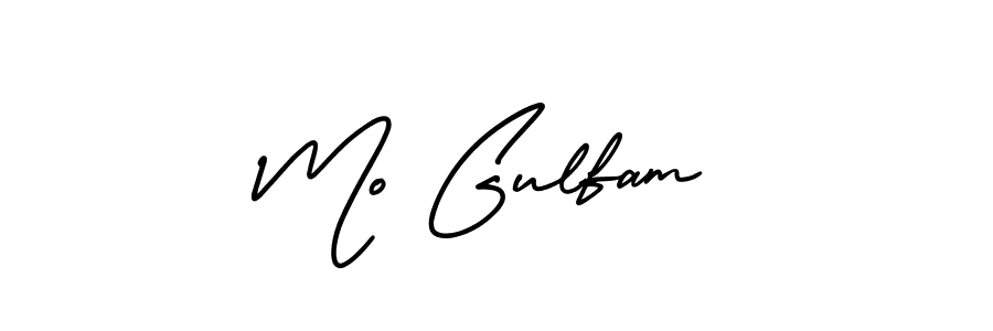 The best way (AmerikaSignatureDemo-Regular) to make a short signature is to pick only two or three words in your name. The name Mo Gulfam include a total of six letters. For converting this name. Mo Gulfam signature style 3 images and pictures png