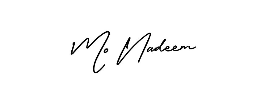 How to make Mo Nadeem name signature. Use AmerikaSignatureDemo-Regular style for creating short signs online. This is the latest handwritten sign. Mo Nadeem signature style 3 images and pictures png