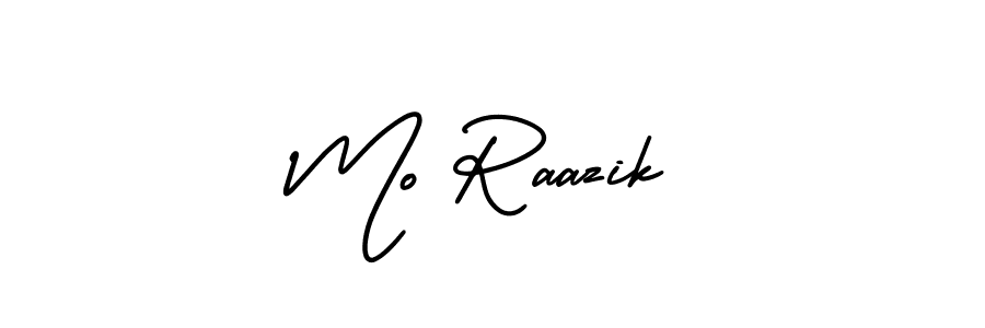 The best way (AmerikaSignatureDemo-Regular) to make a short signature is to pick only two or three words in your name. The name Mo Raazik include a total of six letters. For converting this name. Mo Raazik signature style 3 images and pictures png