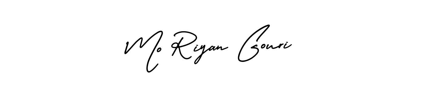How to make Mo Riyan Gouri name signature. Use AmerikaSignatureDemo-Regular style for creating short signs online. This is the latest handwritten sign. Mo Riyan Gouri signature style 3 images and pictures png