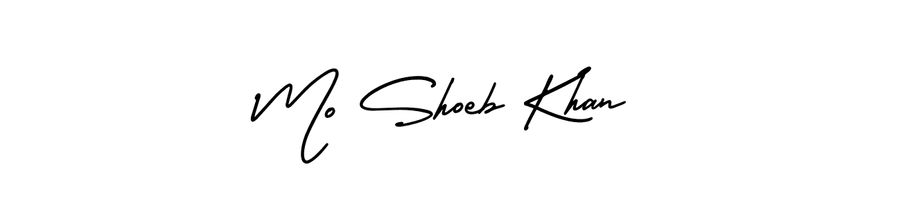 if you are searching for the best signature style for your name Mo Shoeb Khan. so please give up your signature search. here we have designed multiple signature styles  using AmerikaSignatureDemo-Regular. Mo Shoeb Khan signature style 3 images and pictures png