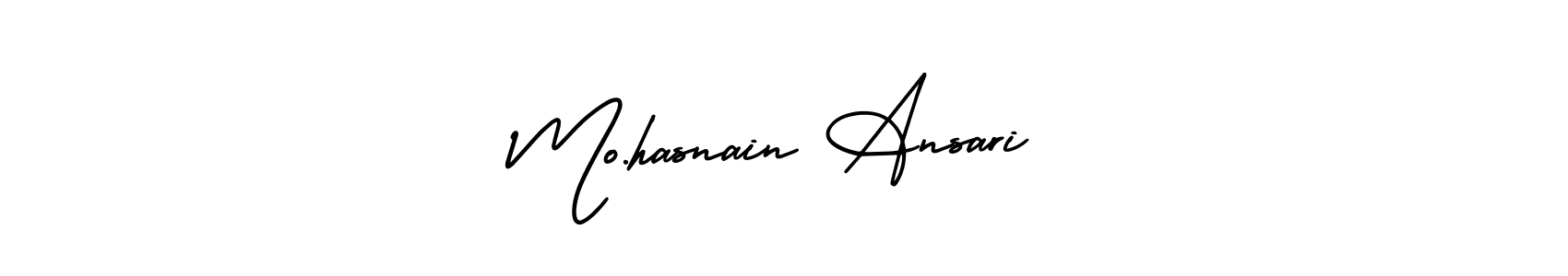 The best way (AmerikaSignatureDemo-Regular) to make a short signature is to pick only two or three words in your name. The name Mo.hasnain Ansari include a total of six letters. For converting this name. Mo.hasnain Ansari signature style 3 images and pictures png