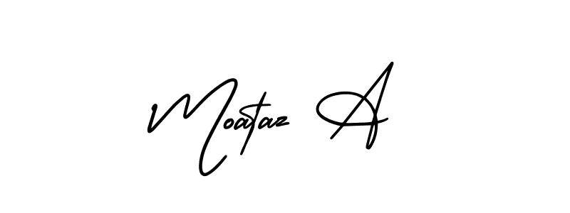 You should practise on your own different ways (AmerikaSignatureDemo-Regular) to write your name (Moataz A) in signature. don't let someone else do it for you. Moataz A signature style 3 images and pictures png