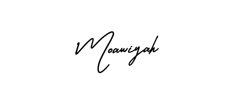 The best way (AmerikaSignatureDemo-Regular) to make a short signature is to pick only two or three words in your name. The name Moawiyah include a total of six letters. For converting this name. Moawiyah signature style 3 images and pictures png
