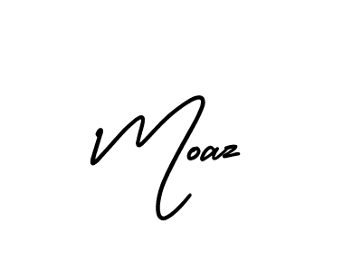 You should practise on your own different ways (AmerikaSignatureDemo-Regular) to write your name (Moaz) in signature. don't let someone else do it for you. Moaz signature style 3 images and pictures png
