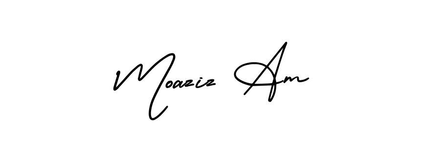 The best way (AmerikaSignatureDemo-Regular) to make a short signature is to pick only two or three words in your name. The name Moaziz Am include a total of six letters. For converting this name. Moaziz Am signature style 3 images and pictures png