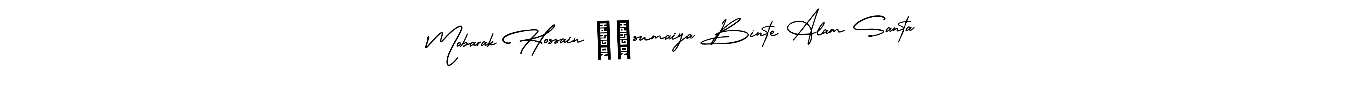 Also You can easily find your signature by using the search form. We will create Mobarak Hossain ❤️sumaiya Binte Alam Santa name handwritten signature images for you free of cost using AmerikaSignatureDemo-Regular sign style. Mobarak Hossain ❤️sumaiya Binte Alam Santa signature style 3 images and pictures png